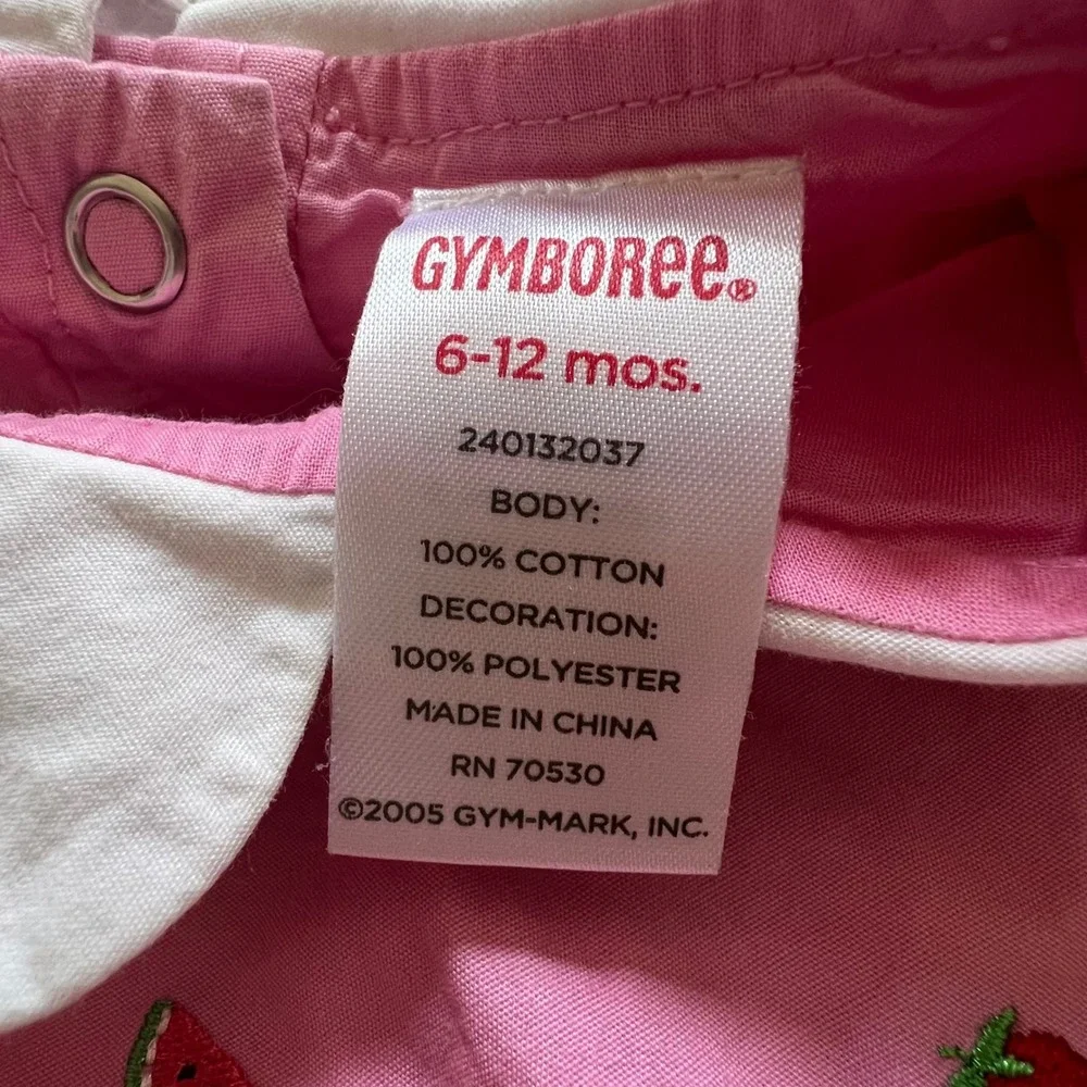 Vintage Gymboree Tutti Fruity Pink Embroidered Bubble Romper 6-12M 2005